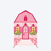Aperturee - Aperturee Fairytale Pink Princess House Barn Door Arch Backdrop